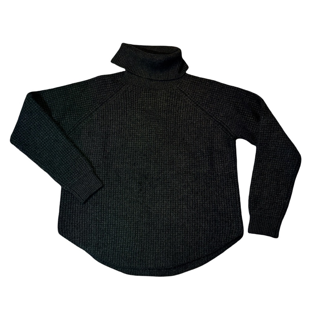 Kuhl womens XL charcoal gray waffle knit turtleneck pullover sweater EUC